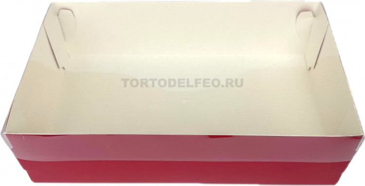 Коробка с пластиковой крышкой красная 25*15*7см