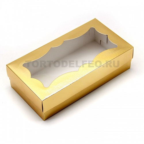 Коробочка золото с окном 21*10*5,5см