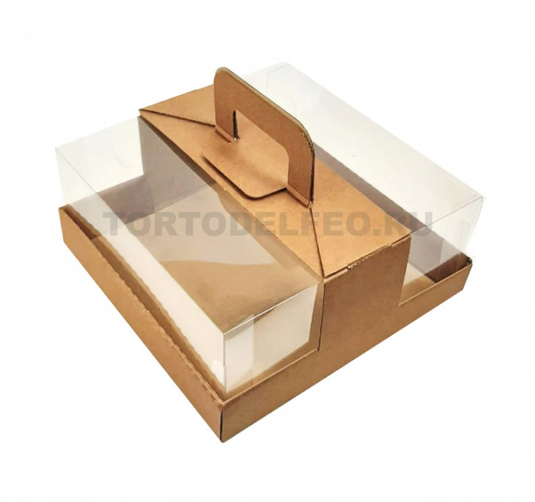 Коробка 24*24*11см с ручками окном Крафт