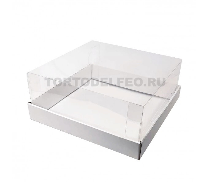 Коробка 24*24*11см белая с прозрачной крышкой